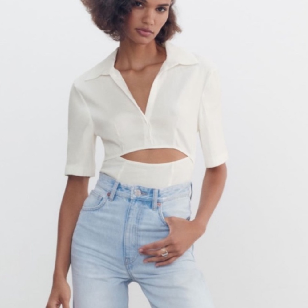 White linen bodysuit from zara